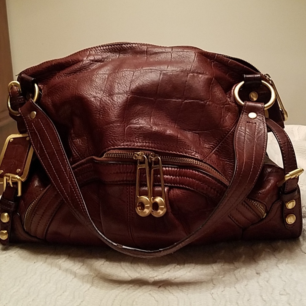 b. makowsky brown leather satchel